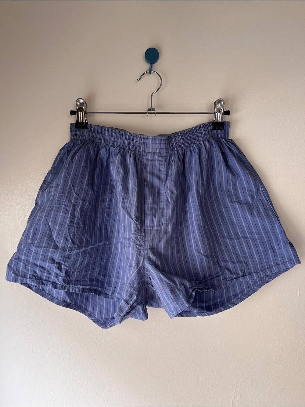 Blue Striped Cotton Boxer Shorts